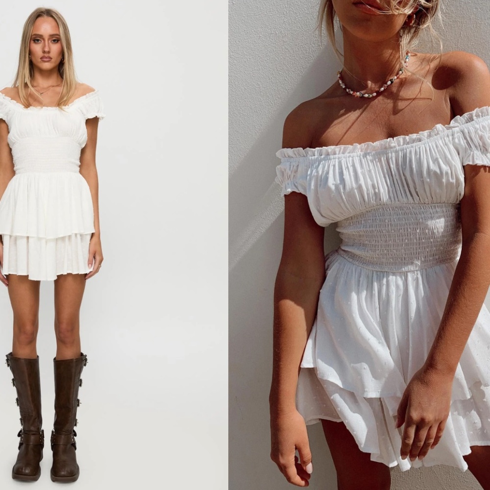 Princess Polly Women's White Dress/Romper